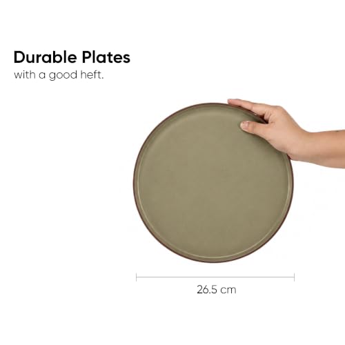 Image of Shay Ceramic Dinner Plates Set, 6 Pieces, Olive Green Japandi Series | Ceramic Plates Set | Matte Finish | Premium Stoneware | Dinner Plates Ceramic (Japandi Dinner Plate, Oilve Green)