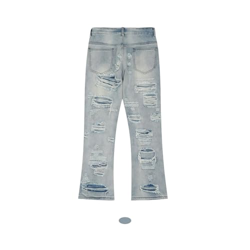 Jeans Pants Trouser Denim Street Trendy Tear Hole Micro Horn Retro Personality Loose Casual Straight Leg for Men4