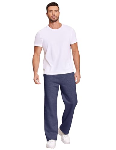Image of Deyeek Men's Fleece Lined Sweatpants Open Bottom Straight Leg Sweat Pants for Mens Loose Fit Joggers Sweatpants with Pockets