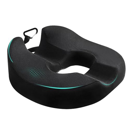 NCONCO Donut Kissen Steißbein Sitzkissen für Prostata, Ischias, Beckenboden, Geeignet für Bürostühle, Bürostühle, Autositz und Rollstuhl Druckentlastung Memory Foam Stuhl Pad (Schwarz)