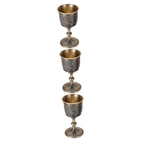 Cabilock 3 Pièces Verre à Liqueur En Métal Gobelet De Boisson Calice De Vin Rouge Coupe à Vin Pratique Coupe De Vin Rétro Verres à Vin De Fête Coupe De Vin De Bar Mini Tasse De Zinc