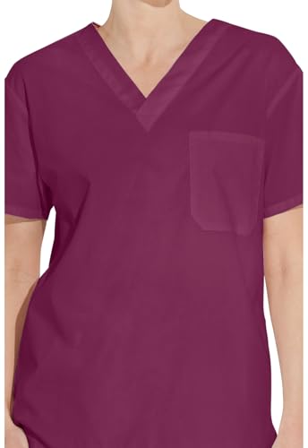 Image of Dickies EDS Signature Scrubs for Women and Scrubs for Men, Unisex One Pocket V-Neck Top in Soft Brushed Poplin 83706