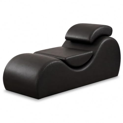 Image of Leatherate Tantric Chaise Loung Chair, Yoga Chaise Lounge,Chaise Sofa Modern Lounge,Relaxing Chaise Lounge Chair, loveseats and chaises with Cushion (Black)