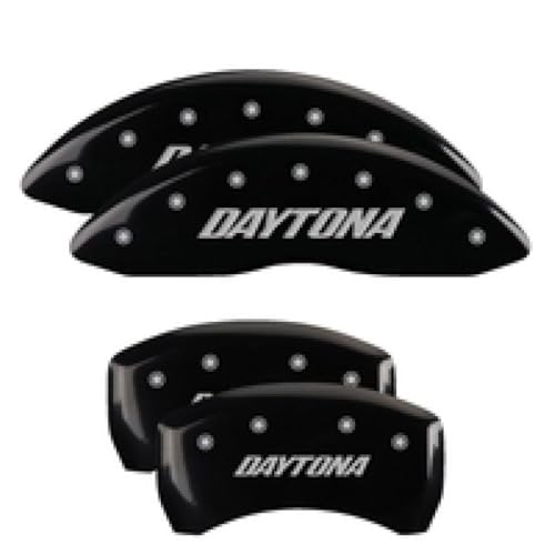 Image of MGP Caliper Covers - Brake Caliper Covers for 2011-2023 Dodge Challenger & 2011-2023 Dodge Charger (Requires Dual Piston Front Caliper) Front and Rear Set (Black, Daytona)