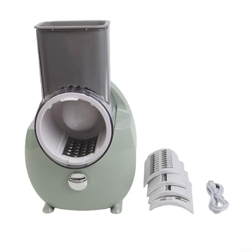 Desiumite Cutter électrique rotatif 3 en 1 pour légumes et fromages avec plusieurs lames pour trancher, hacher et déchiqueter (vert)