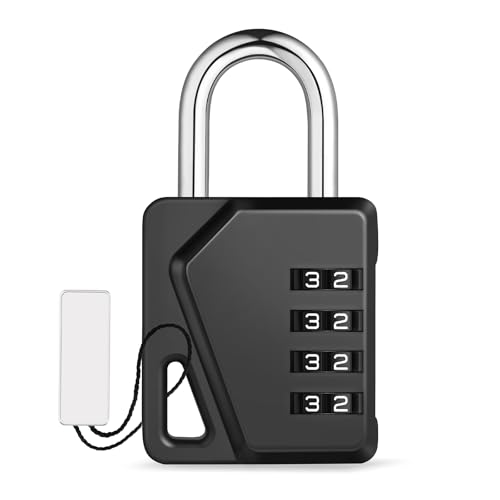Image of ZHEGE Locker Lock, 4 Digit Combination Padlock with DIY Name Tag (Black) | School /Work /Gym Locker Lock, Easy to Read with Big White Number