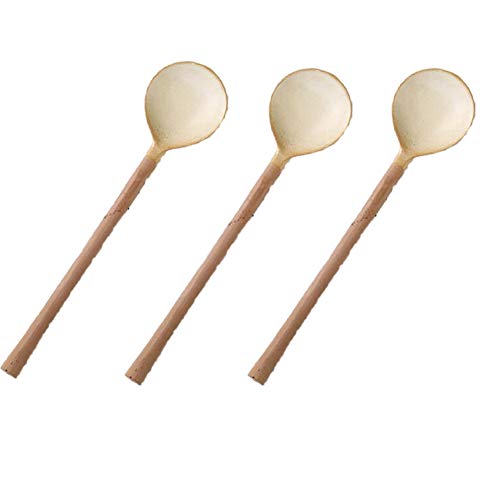 luluxing Cuchara de café pequeña de cerámica retro pequeña cuchara de porcelana mini cucharaditas para café, azúcar, postre, vajilla linda, paquete de 3 Cover