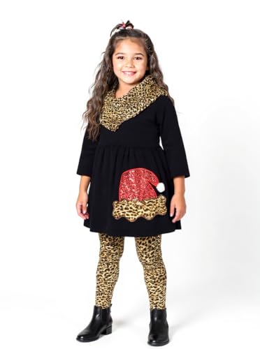 Image of Unique Baby Girls Kids Toddler 3pc Outfit Set Long Sleeve Lightweight Tunic Top Leggings and Scarf