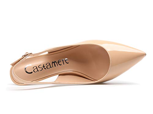 Castamere Womens Slingback Slip-on Heels Ankle-Strap Pumps Pointed Toe Sandals with Buckle 8.5CM Stiletto Heel3