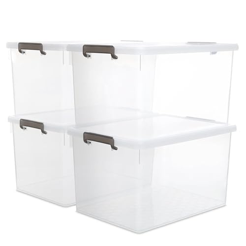 Image of Citylife 69 Qt. Plastic Storage Bins with Lids Large Stackable Storage Containers for Organizing Clear Storage Box, 4 Packs Durable Totes for Storage Toys, Clothes