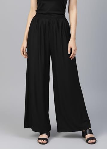 Image of Go Gazab - Stylish Women's Palazzo: Trendy Rayon Solid Color Ethnic Wear Palazzo