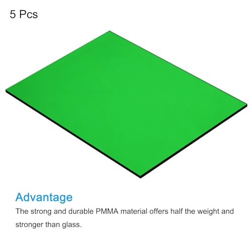 Image of MECCANIXITY 5 Pcs PMMA Acrylic Sheets Colored Transparent 12 x 8Inch Green Acrylic Sheets for DIY Projects, Art, Crafting, Laser Cutting & Engraving