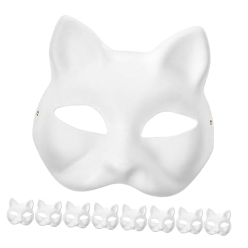 HOOTNEE 9Pcs DIY Blank Cat Masks for Unpainted White Graffiti Face Masks for Halloween Cosplay and Parties Creative for Unique Designs