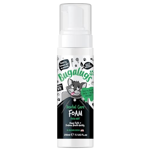 BUGALUGS Cat Dental Care Breath Freshener Foam Cat Mouthwash - Natural Cat Teeth Cleaning Plaque & tartar remover for teeth. No Cat Toothbrush And Paste Brushing Needed For Cats