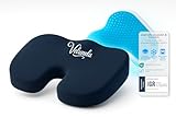 Velunela Ergonomisches Sitzkissen IGR-zertifiziertes Gel-Memory-Foam Kissen – bequem, druckentlastend, verspannungslindernd & rückenschonend – ideal für Büro, Auto & Zuhause