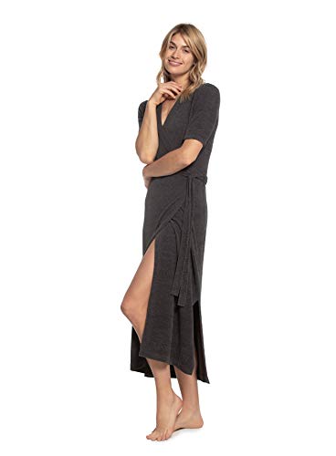 Barefoot Dreams CozyChic Ultra Lite Wrap Dress with Sleeves, V-Neck, Carbon-L