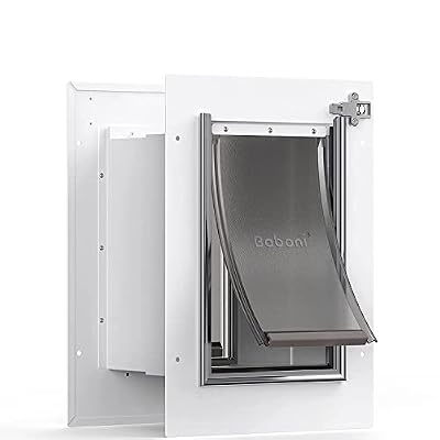 Baboni Pet Door for Wall, Steel Frame and Telescoping Tunnel, Aluminum Lock, Double Flap Dog Door and Cat Door, Strong and Durable (Pets Up to 12 Lb) -Small