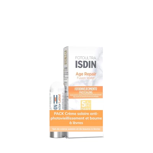 ISDIN Pack Crème Solaire Visage Triple Action Anti-photo-vieillissement SPF 50 (50 ml) + Stick Protection Lèvres SPF 50+ (4 g)