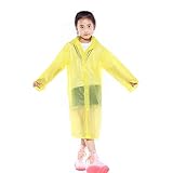 Walsilk 2Pack Emergency Rain Ponchos for Kids,Waterproof Child Raincoats with Hood and Sleeves,Portable & Lightweight (2Yellow)