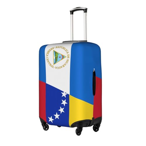 Travel Luggage Cover Half Nicaragua Half Venezuela Flag Fashion Washable Baggage Suitcase Protector Fit For Luggage Large2