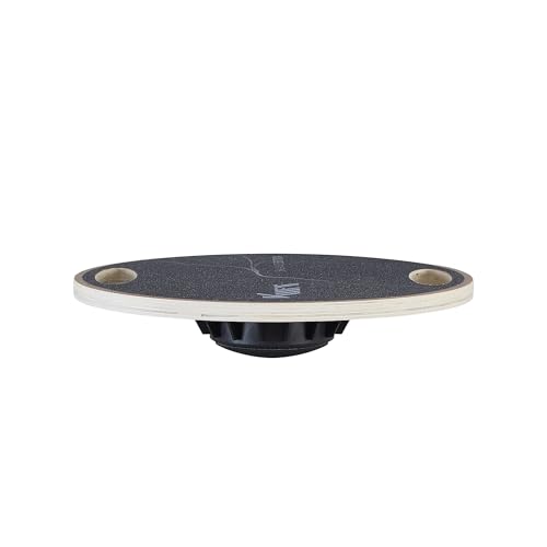 KM-Fit Balance Board rund | Therapie-Kreisel aus Holz | Gleichgewichtstrainer mit Handgriffen | Indoorboard, Wackelbrett für Koordinationstraining | Kraft- & Gleichgewichtstrainer