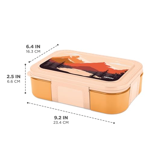 Image of MILTON Bravo 2 Inner Stainless Steel Tiffin Box for School, 2 Partition, Steam Release Plug | PU Insulated, Leak-Proof, Food Grade I Lunch Box for Kids Boys, Girls with Snap Lock Lid, 650 ml, Orange