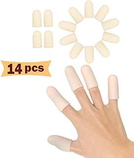 Gel Finger Cots, Finger Protector Support,New Material,Finger Gloves, Finger Sleeves Great for Trigger Finger, Hand Eczema, Finger Cracking, Finger Arthritis and More (Nude, 14PCS M Size)