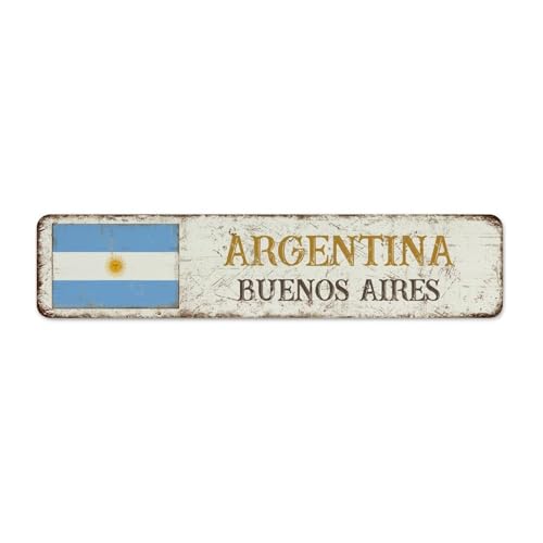 Plaque décorative en métal Argentina-buenos Aire - Décoration murale en aluminium pour porte, salle de bain, salle de bain, pays national, souvenir de campagne - Affiche d'art de route - Cadeau pour