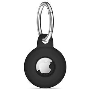 Airtag Holder Compatible with Air Tag, Airtags Tracker with Keychain, Protective Silicone Apple Air Tags Case Key Ring Item Finders GPS Accessories,Black