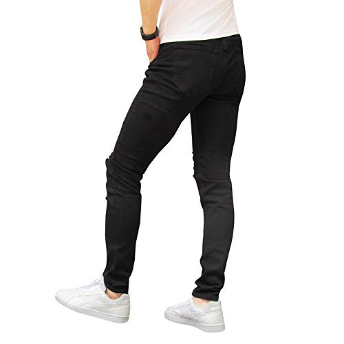 LONGBIDA Men's Ripped Jeans,Slim Fit Distressed Stretch Denim Pants Y2K Cargo Skinny Jeans for Men 2024（6607b,28） Black2