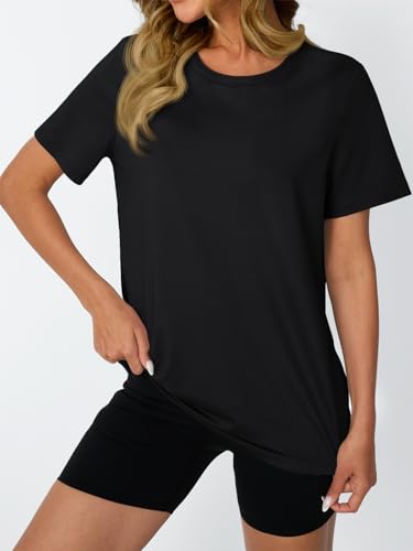 Foto de AUTOMET Camisetas de entrenamiento de manga corta para mujer, camisetas de gimnasio atléticas de verano, camisetas de yoga, ajuste holgado, ropa casual 2025 (imagen 4)