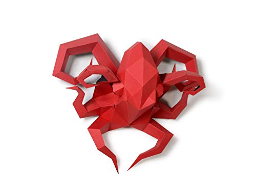 Octopus Paper Sculpture,Pre-cut DIY Papercraft Kit,Handmade Wide Sea Animal Figurine,Multi Color,Low Poly Wall Decor,All Accessories Included