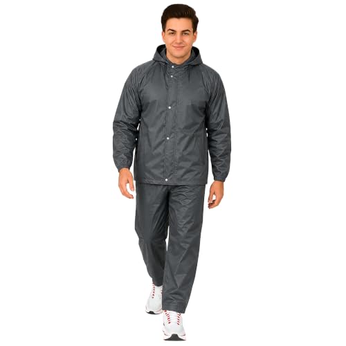 Image of Unox Rain Coat for Men waterproof with Bagpack Cover Waterproof Raincoat with Pant Set suitable for Men, Women, Boys & Girls Adjustable Top and Bottom Rain Coat