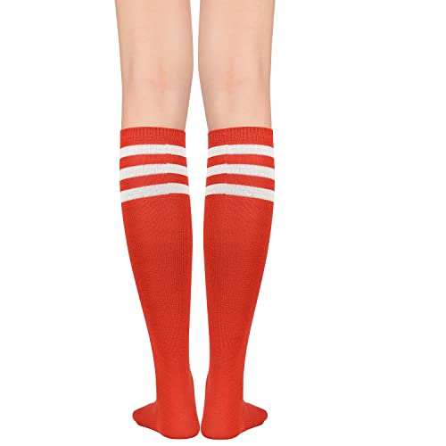 Image of Zando Striped Knee High Socks for Women Athletic Running Long Tube Socks Casual Knee High Stockings