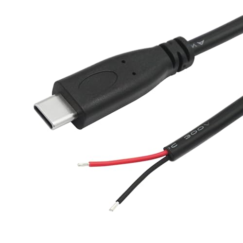 Image of Short USB C to 2 Pin Bare Wire Open End Power Cable 10inch, 20AWG 5V USB Type C Male Plug 2 Pin Pigtail Cable, for USB Type C Equipment Installed or Replacement Repair DIY Cable