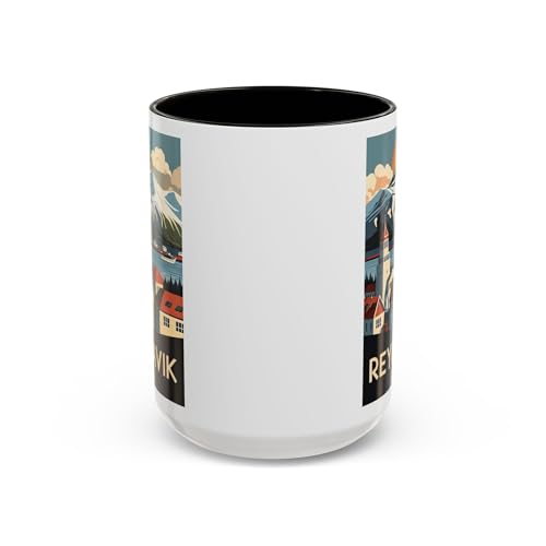Mug de Cerámica Con Arte de Reykjavik 15oz Negro miniatura 4