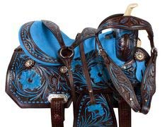 Deen, Enterprises Premium Leather Western Barrel Racing Adult Horse Saddle Tack, Size 14" to 18" Inches Seat Available, Free Matching Leather Headstall, Breast Collar, Reins