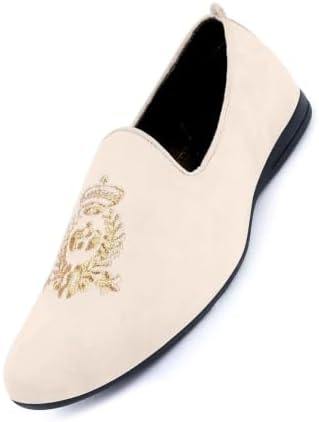 FAUSTO Mens Embroidered Slip-On Loafers | Royal Ethnic Party Shoes |Ethnic Juttis and Mojaris for for Wedding Cushioned Insole