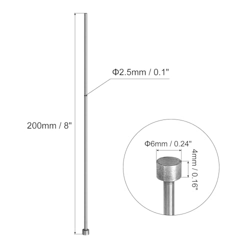 QUARKZMAN 2 Stück Gerade Auswerferstifte Tip Punch, 2,5mm(3/32) DM Werkzeug Auswerferstifte, 65Mn Stahl Runde Spitze 200mm(8) Lang Kunststoffteile Auswerfer für Mechanische Wartung