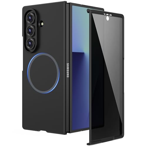 Ruky Magnetic Case for Z Fold 7, with Privacy Screen Protector, Z Fold 7 Case [Compatible with MagSafe], Slim Thin Protective Full Body Phone Cover for Samsung Galaxy Z Fold 7 5G, Black