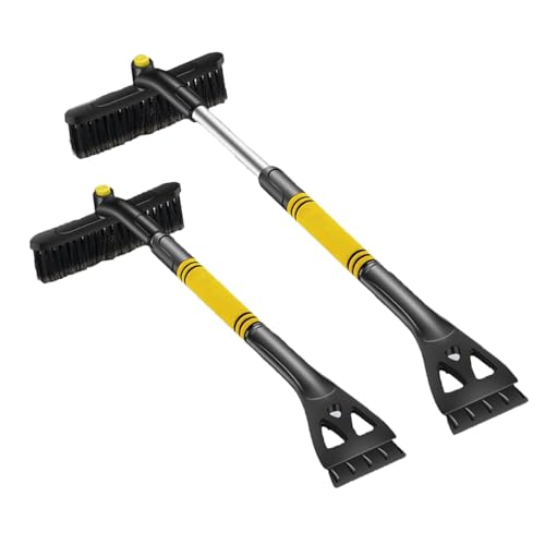 Aicerous® Raschietto per Ghiaccio Auto con Snow Brush, Scraper Ghiaccio Rimovibile 3 in 1, Raschiaghiaccio Estensibile per Auto, con Snow Brush Rotante a 360° (B)