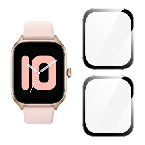 uShield Protector de Pantalla para Amazfit GTS 3, 3D Cobertura Completa, Sensible al Tacto, Sin Burbujas, Anti-Rayaduras, 9H Dureza Cristal Templado, 3 Piezas Protector Vidrio Templad