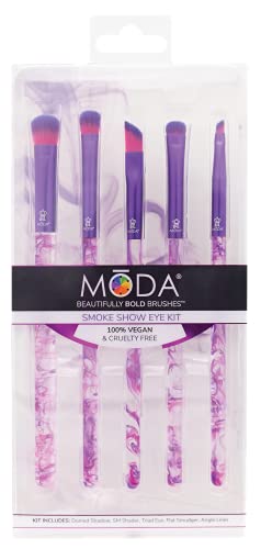 MODA Smoke Show, 5pc Eye Makeup Brush Set, Includes - Shadow, Shader, Triad, Smudger & Liner Brushes, Purple - Image 2
