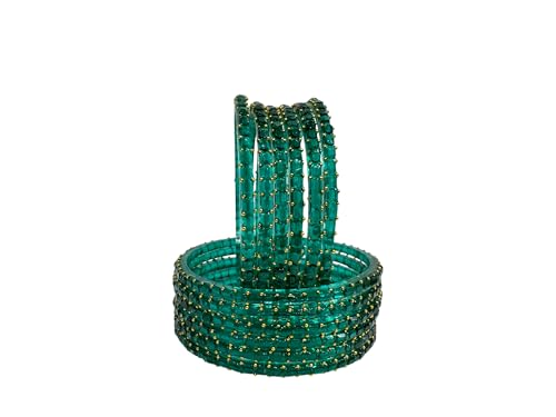 Image of SUNDRAM Raindrop Glass Bangles Set for Women & Girls, Transparent Crystal Kanch Ki Chudi for Wedding & Party, Set of 12