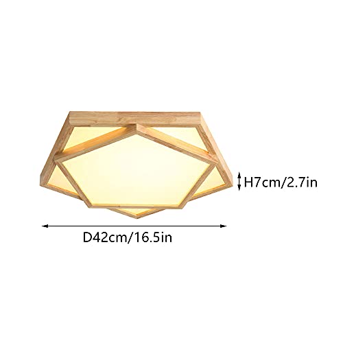 Plafonnier LED de forme géométrique luminaire bois dimmable moderne 42cm - 8