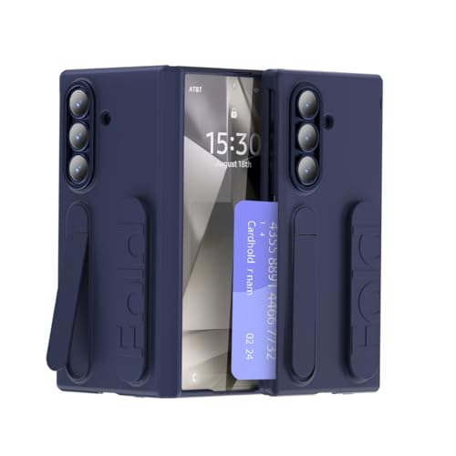 Protection Samsung Galaxy Z Fold 7 étui portefeuille bleu et coque béquille