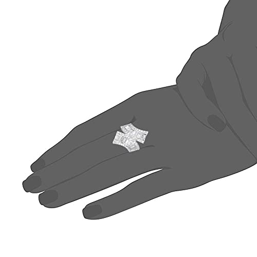 Jewelry Silver Tone Rhodium Plated Cubic Zirconia Double-Band Curved Ring4