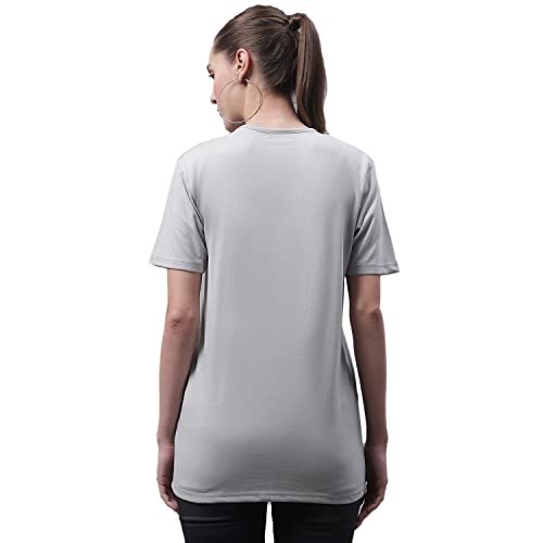 Image of Mack Jonney Women V Neck Cotton Solid Regular Fit T-Shirt-V Anthraa 001-P