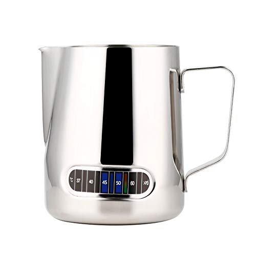 Irfora Espresso Steaming Pitchers Stainless Steel Espresso Milk Frothing Pitcher with Thermometer Coffee Milk Frothing Cup Coffee Steaming Pitcher 600ml Barista Pitcher Milk Cup