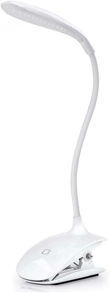 Eye Protection LED Rechargeable Desk Lamp Folding Clip Reading Eye Protection Table 360° Adjustable Hose for, Bedside Desk Lamp(White)